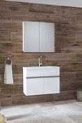 Resim Alfa Banyo Esen Beyaz 65 Cm Ayna Dolaplı Seramik Lavabolu Banyo Dolabı Seti**hazır Kurulu** 
