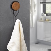 Resim Okyanus Home Ahşap Desenli Magic Fix Sihirli Yapışkan Siyah Tekli Askı 