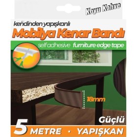 Resim Geseus Kendinden Yapışkanlı Masa,Raf,Dolap,Tezgah,Mobilya Kenar Bandı 18Mmx5 Metre-Koyu Kahve 