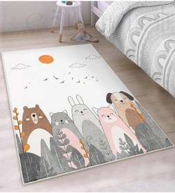 Resim İskandinav Sevimli Hayvanlar Çocuk Odası Halısı 