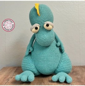 Resim Uretti - Gülnur 2184 - El Yapımı Amigurumi Dinazor 55cm - Turkuaz 