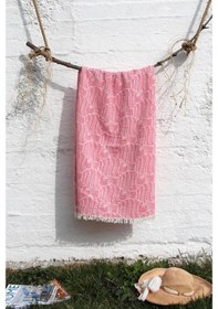 Resim Baveno Pamuklu 90 x 180 Peştemal Plaj Havlusu Balık Desen Jakarlı 