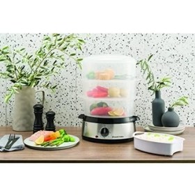 Resim Hobbs 19270-56 Buharlı Pişirici, 9 L, 800 Watt, 60 Dakika Zamanlayıcı, Bulaşık Makinesinde Yıkanabilir, Bpa Içermez, Pirinç/yumurta Kapları, Paslanmaz Çelik/siyah 