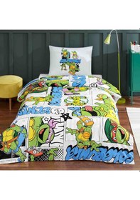 Resim Taç Lisanslı Nevresim Takımı Ninja Turtles Four Tek Kişilik Renkli 