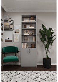 Resim %100 MDFLAM Kül Gri Kapaklı Kitaplık K-33 