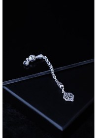 Resim Encili Silver 925 Ayar Gümüş Tek Sallantılı Arnavut Zincirli Tesbih Püskülü Gümüş 