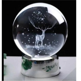 Resim Mini Dünyam Dekoratif Renk Değiştiren LED Işıklı Cam Geyik Küre 