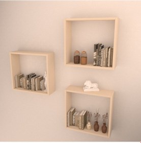 Resim Rafkestir 3 Lü Box Raf Set Krem ( Parlak ) 