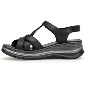 Resim Mammamia D26ys-2590 Kadın Hakiki Deri Dolgu Topuk Sandalet Siyah 