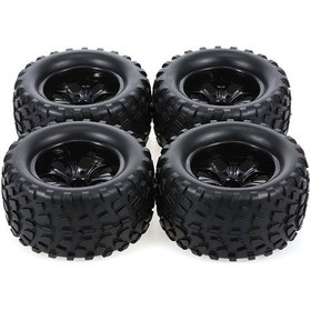 Resim Yaleker 4 Adet 1/10 Off-road Bigfoot Lastik - 7 Telli 12mm Hex Jantlı, Kauçuk-plastik, 125mm Çap, Hsp/redcat/traxxas Uyumlu 