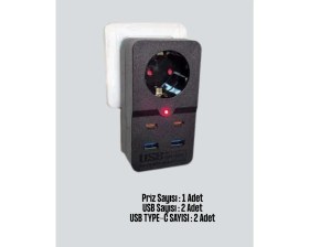 Resim Zero Land Hnrlishp Akıllı Akım Dengelemeli Priz 2500W 4 USB Type C Çıkışlı 