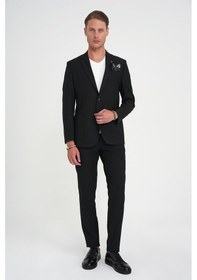 Resim Efor Slim Fit Torba Cep Esnek Pamuk Düz Siyah Blazer Ceket C 712 Siyah 