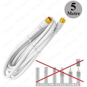 Resim F Konnektörlü 5 Metre RG6/U Coaxial Hazır Uydu Anten Kablosu 