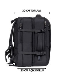 Resim Genişletilebilir Laptop Sırt Çantası 15.6 Inç Usb Şarj Portlu Siyah 
