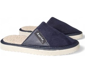 Resim Ar-060 Unisex Kadife Kumaş İçi Kürklü Kışlık Ev Terliği Lacivert 