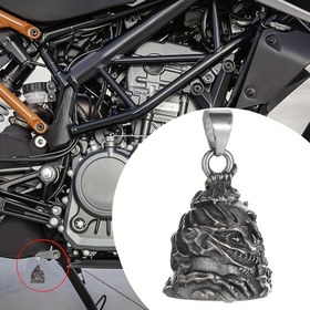 Resim 1 adet Vintage İskelet Ejderha Motosiklet Çanı - Şanslı Şanslı Çinko Alaşımlı Biker Aksesuarı, Babanızın Doğum Günü, Babalar Günü, Yeni Yıl, Sevgililer Günü, Yeni Yıl, Geçmişe Aşk Eden Bikerler İçin İdeal Hediye, Biker Aksesuarı 