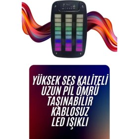Resim Techno Stock Bluetooth Hoparlör Taşınabilir Şarjlı Işıklı Büyük Boy Yüksek Ses 
