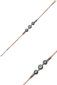 Resim Rams Gümüş Kadın Firuze Montür Üç Taş Bileklik 