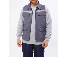Resim KKDSTOCK 16/12 Gri Gabardin Çok Cepli Reflektörlü İşçi Yeleği 