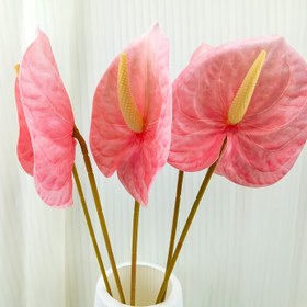 Resim Ev Dekoru ve Festivite Eklemek İçin 2 Adet Gerçekçi Yapay Anthurium Çiçeği Seti. 