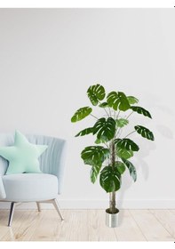 Resim Gümüş Saksılı Yapay Monstera 18 Dallı Çalılı Gövde 120 x 60 CM 