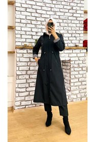 Resim Vibeys Collection Içi Çizgili Ve Kendinden Astarlı Su Geçirmez Kadın Trençkot 