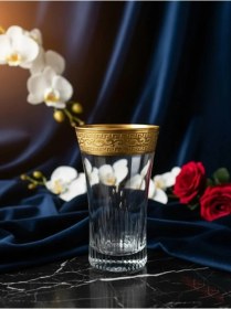 Resim Gold Kaplama Paşabahçe Azur Lux Meşrubat Ve Su Bardağı 300cc Şeffaf Gold 