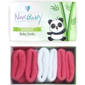 Resim Novibaby 3'lü Bambu Yenidoğan Bebek Çorabı I White Candy I 0-6 Ay 
