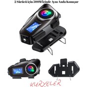 Resim Kablosuz Motosiklet İnterkom Kulaklık Gürültü Engelleme, 2 Sürücü İçin 500m İçinde Aynı Anda Konuşur 