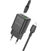 Resim Borofone Bn14 Royal Pd30w Type-c Qc3.0 Type-c - 8 Pin Kablolu Usb Şarj Cihazı, Ab Fiş Siyah 