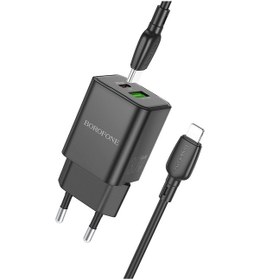 Resim Borofone Bn14 Royal Pd30w Type-c Qc3.0 Type-c - 8 Pin Kablolu Usb Şarj Cihazı, Ab Fiş Siyah 