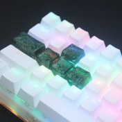 Resim Rekey Metallic Green Wasd Caps Lock 5'li Mekanik Klavye Tuş Seti - Artisan Keycaps 