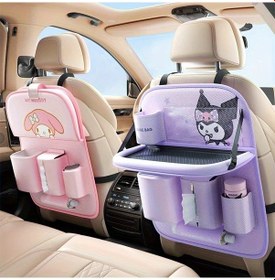 Resim Elmpaly Kick Mat Mor Araç Organizatörü 6 Cep Masalı Mor Çocuk Koltuğu Koruyucu 