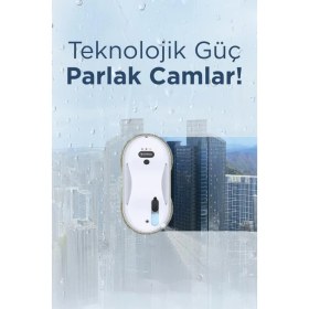 Resim Torima Cam Silme Temizleme Robotu Uzaktan Kumandalı Su Püskürtmeli S9 Beyaz 