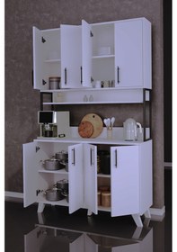 Resim Volk 8 Kapaklı Kahve Köşesi Çok Amaçlı Mutfak Dolabı Beyaz Beyaz 