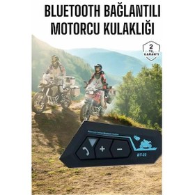 Resim Muratech İnterkom Intercom Kask Kulaklık Bt22 Bluetooth Motosiklet Kulaklık 5.0 Bluetooth 