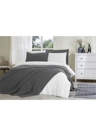 Resim Özdilek Stripe Çift Kişilik Yatak Örtülü Nevresim Takımı Antrasit 