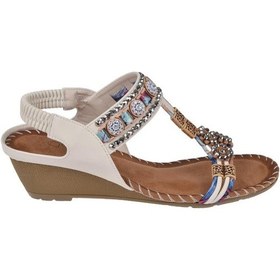 Resim Guja Dolgu Taban Taşlı Kadın Sandalet Gj-15130 Beyaz-beyaz Beyaz 