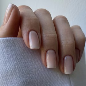 Resim 24pcs Glossy Medium Square Fake Nails, Nude White Gradient Press On Nails, Minimalist Style False Nails For Women Girls Daily Party Wear 