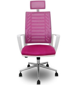 Resim Ege Mor Fileli Beyaz Yönetici Koltuğu Krom Ayak Çok Renkli 