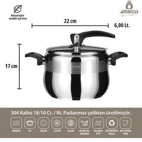 Resim Ambos Amber 6 Lt Düdüklü Tencere - AMB 4509 