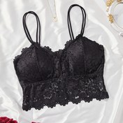 Resim Çıkarılabilir Pedler, Çıkarılabilir Pedler ile Düğüm Olmayan Seksi Dantel Bralette - Siyah Çiçek Danteli, Kadınlar için Sırtı Açık Tasarım, Günlük Konfor, Günlük Bra | Çiçek Desenli Bralette | Kadın Tasarımı 