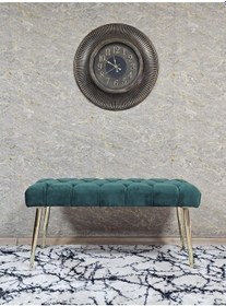 Resim Zafir Gold Kaplama Sivriltme Ayaklı 90 Cm Puf Bench - Puf - Bench - Kasalı Oturak - Oturak - Yatak Ucu Puf Yeşil 