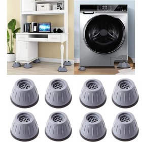 Resim Mena Rise 8 Adet Beyaz Eşya Altlığı Ayağı Çamaşır Bulaşık Makinası Buzdolabı Yükseltici Titreşim Önleyici 