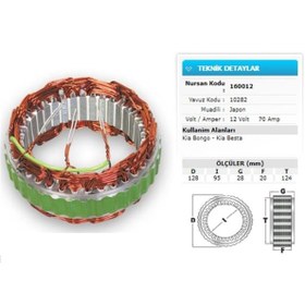 Resim NURSAN 12v Alternatör Statör Mıtsubıshı Tipi 70 A (3 UÇLU) 