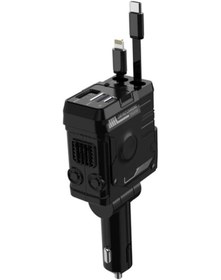 Resim Meridiangoods San.como 4'ü 1 Arada Mekanik Rüzgar Telefon Araç Şarj Cihazı 66w Hızlı Şarj Dual Port Dual Line Mecha Serisi Siyah 