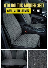 Resim Volkswagen İd6 2021 Sonrası Terletmez Kaymaz Keten Oto Minder Kılıf Komple Set 7 Parça Gri Ön Ve Arka 