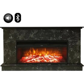 Resim Dlc 1175MS Siyah Mermer Desen 1800 Watt Bluetooth ve Ses Efektli Dekoratif Elektrikli Şömine 
