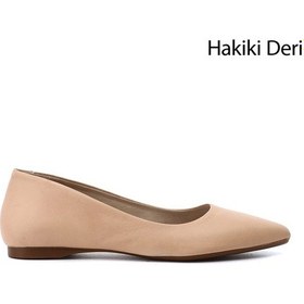 Resim Gönderi R Kadın Pudra Sivri Burun Düz Taban Hakiki Deri Babet Gdza134m0422 Pudra 