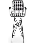 Resim Knsz kafes tel bar sandalyesi 1 li zengin syhkono kolçaklı sırt minderli 75 cm oturma yüksekliği ofis cafe bahçe mutfak 